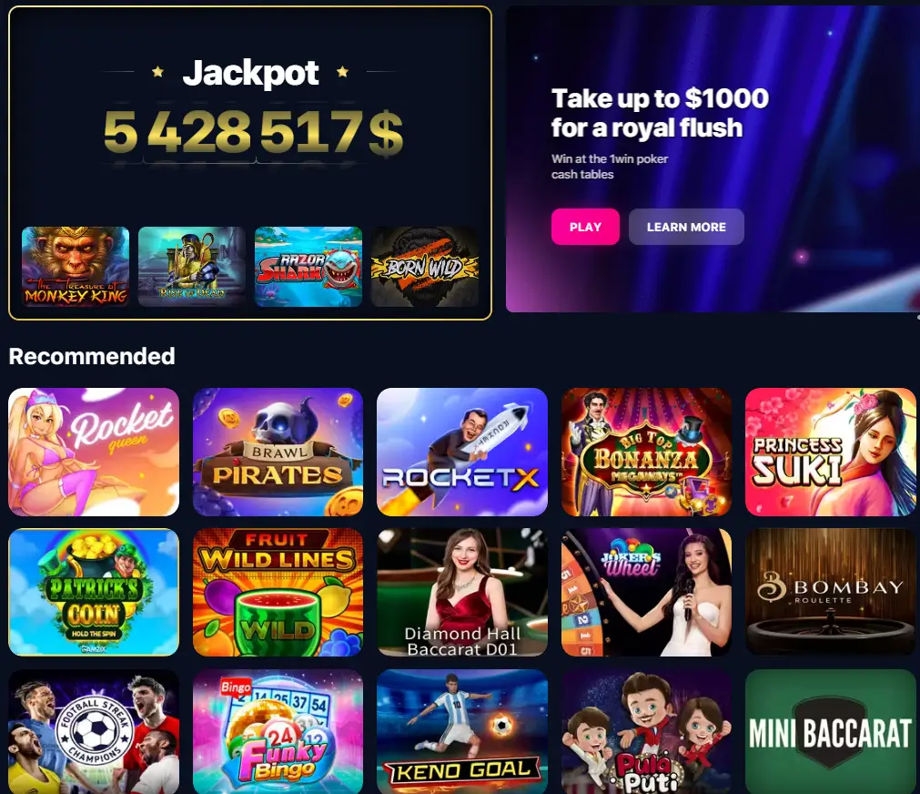 1win casino recommended slots